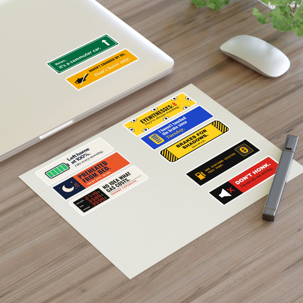Hall of Fame Mini 10-Pack, sticker sheet on a desk by a laptop