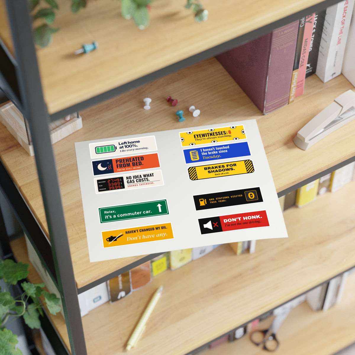 Hall of Fame Mini 10-Pack, sticker sheet on a bookshelf