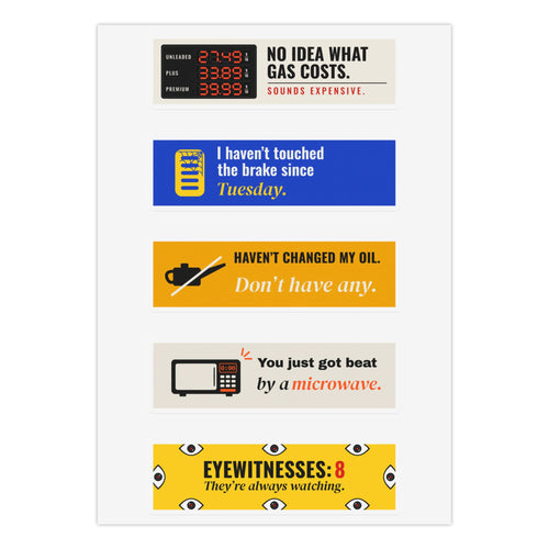 Hall of Fame Mini 5-Pack, kiss-cut sheet of five mini stickers, flat