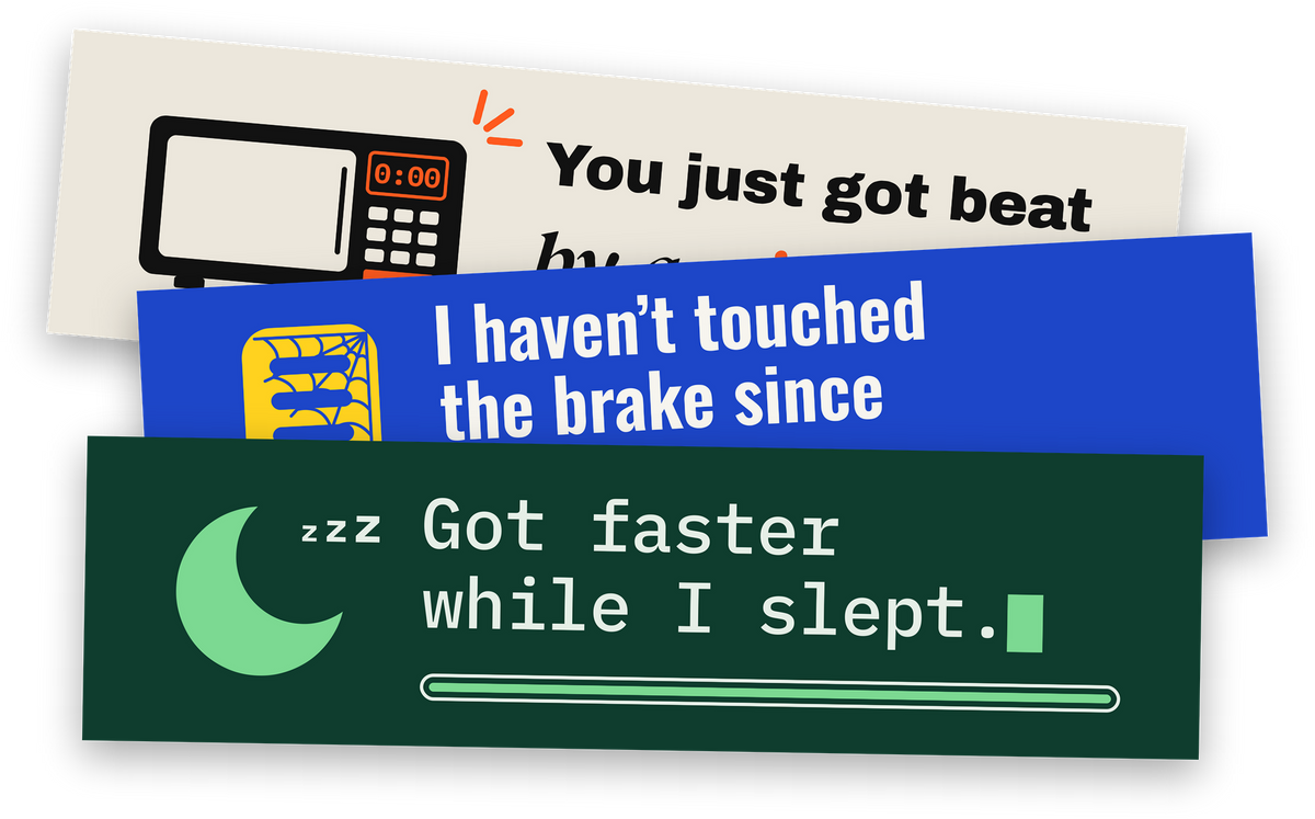A stack of three bumper stickers.